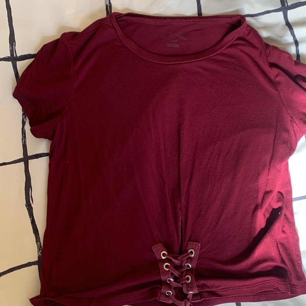Velvet color size medium (7/8) girls with red tie at bottom cropped